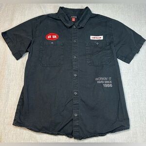 Airwalk Black Garage Grease Monkey Button Down Shirt Sz XL